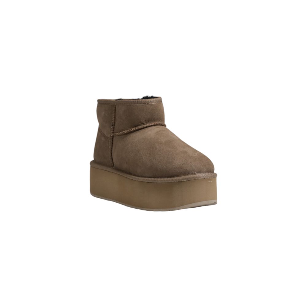 Beige Leather Ankle Boots