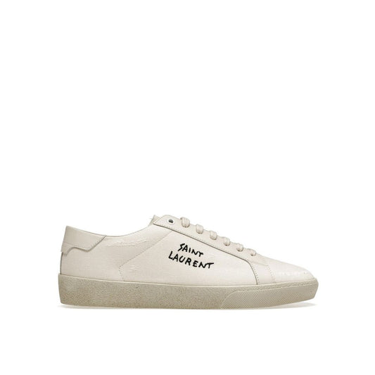 White Canvas Low Top Sneakers