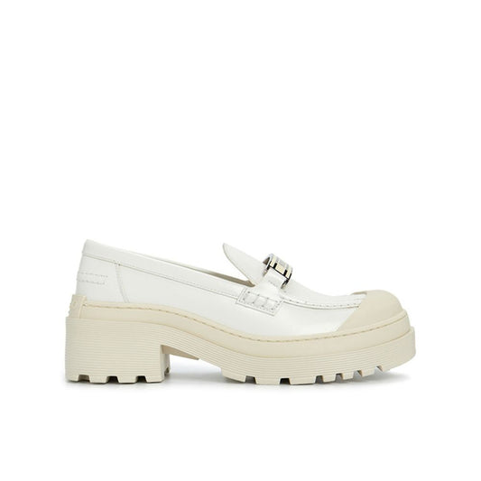 White Calfskin Platform Loafers