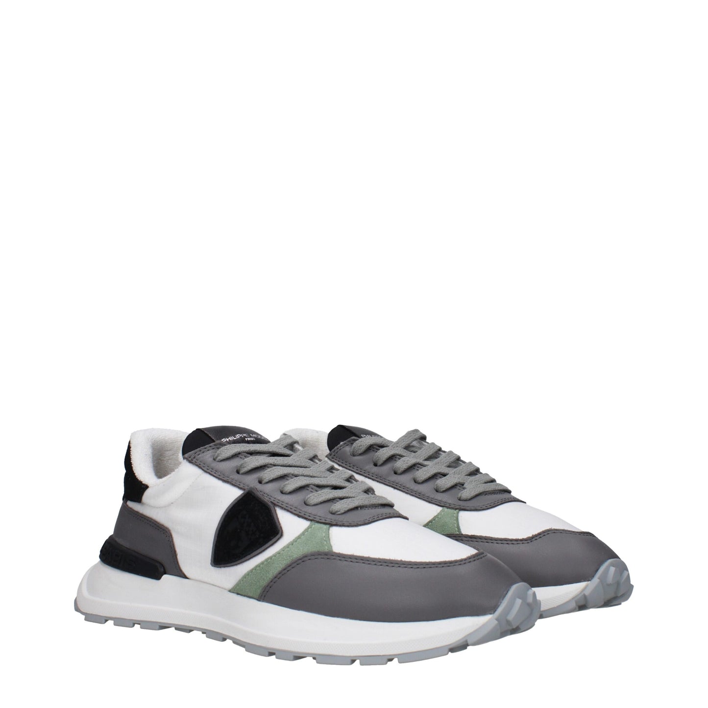 White Fabric Low Top Sneakers