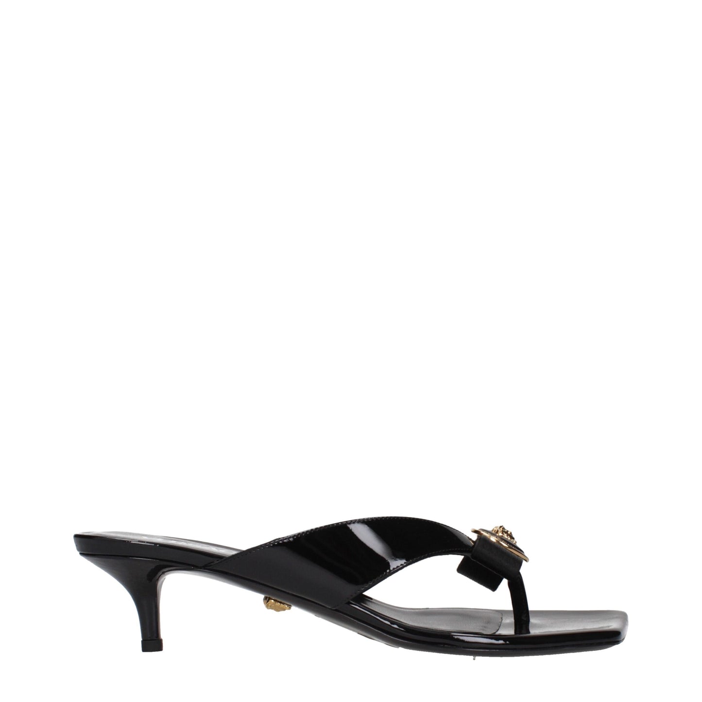 Black Leather Stiletto Heel Sandals