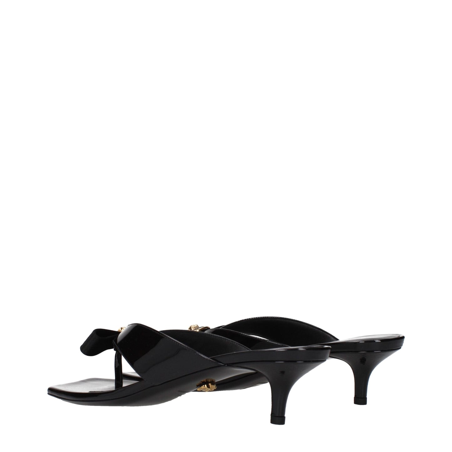 Black Leather Stiletto Heel Sandals
