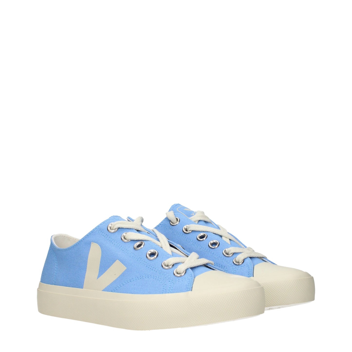 Light Blue Fabric Low Top Sneakers