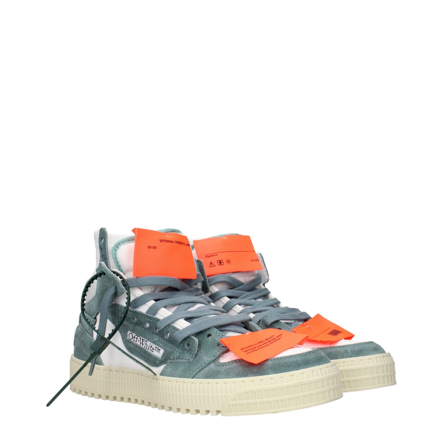 White Fabric High Top Sneakers