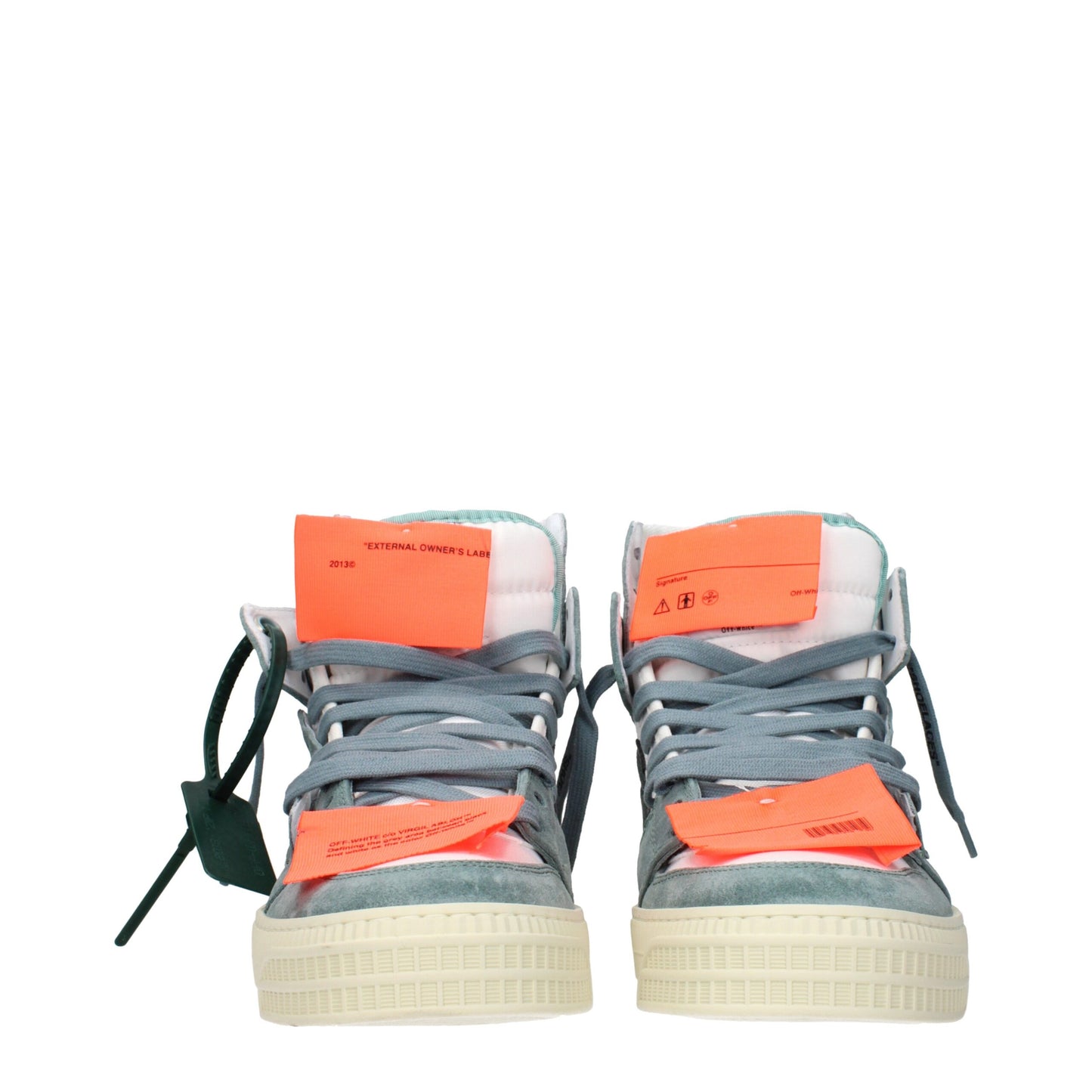 White Fabric High Top Sneakers