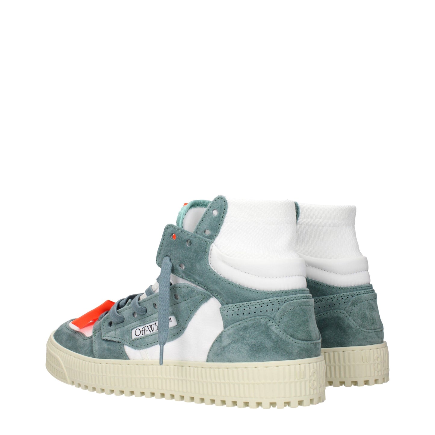 White Fabric High Top Sneakers