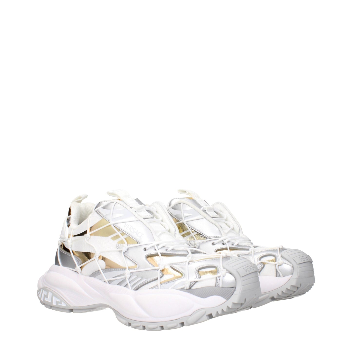 White Fabric Chunky Sneakers