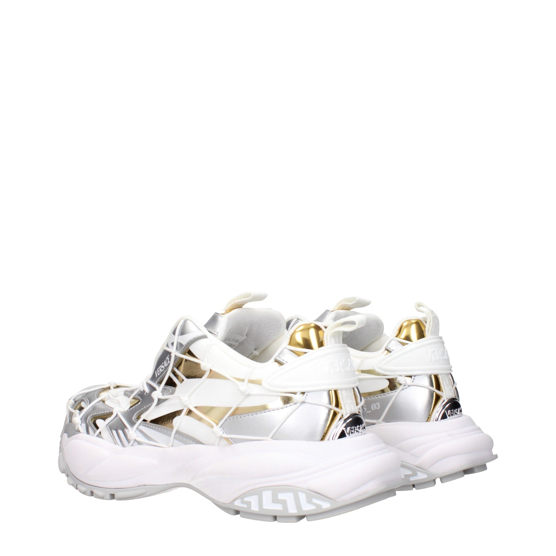 White Fabric Chunky Sneakers