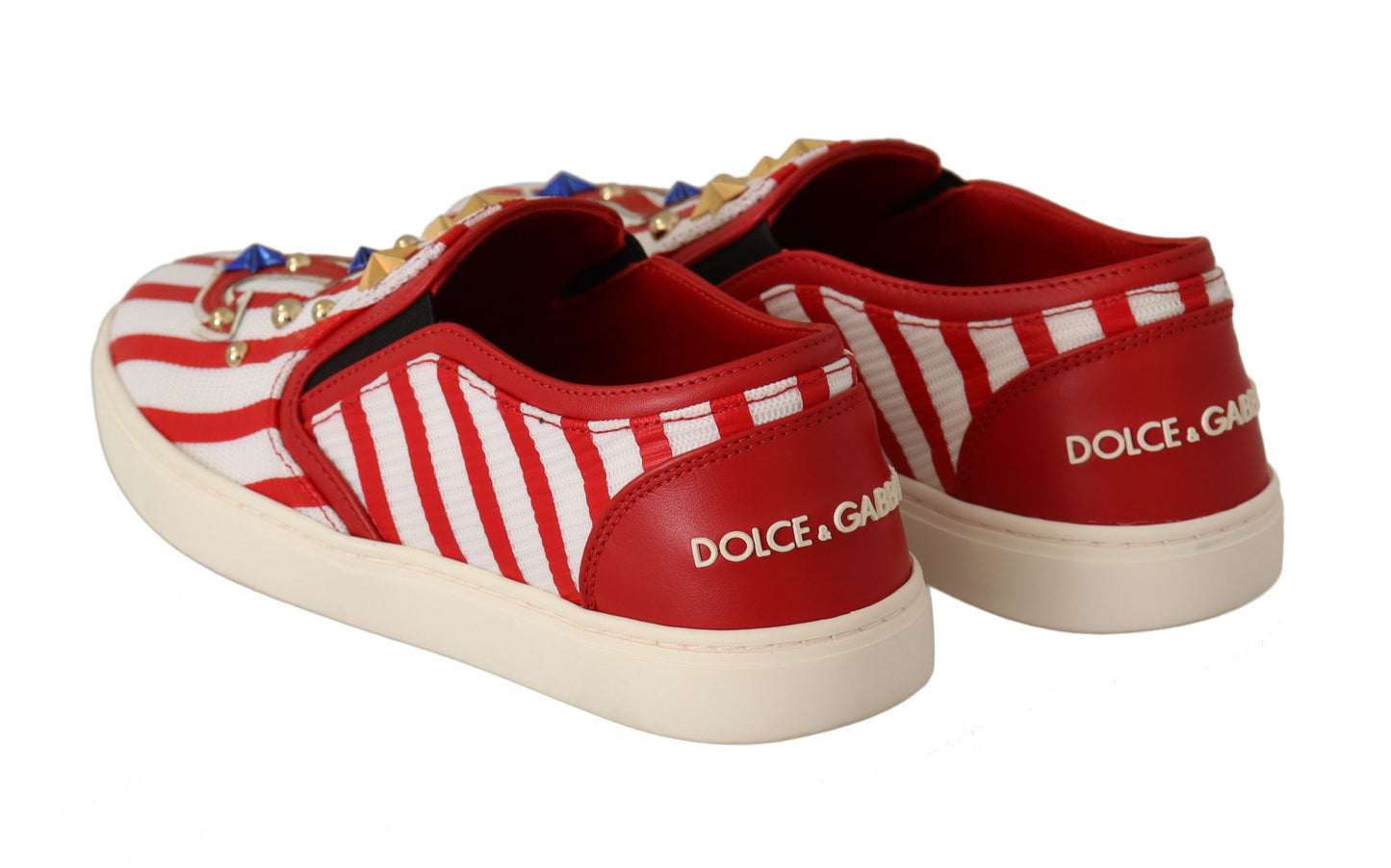 Stripe Print Studded Loafers