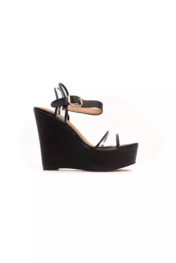 Black Polyethylene Women's Wedge Sandal