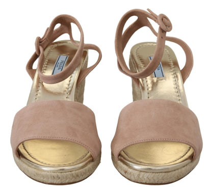Elegant Suede Ankle Strap Wedge Sandals