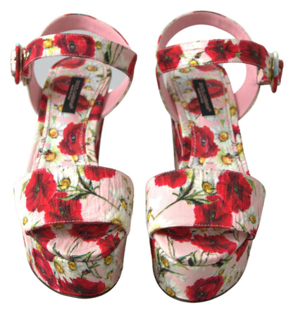 Multicolor floral print Wedges Floral Ankle Strap Sandals
