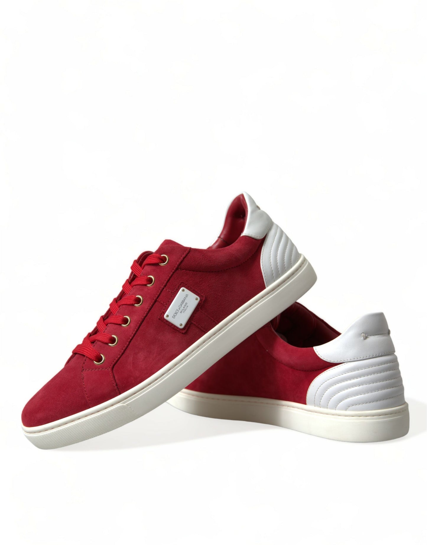 Red Suede Leather Men Low Top Sneakers Shoes