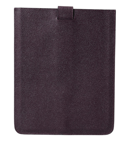 Dark Brown Leather Logo Plaque Cover Sleeve Tablet Case