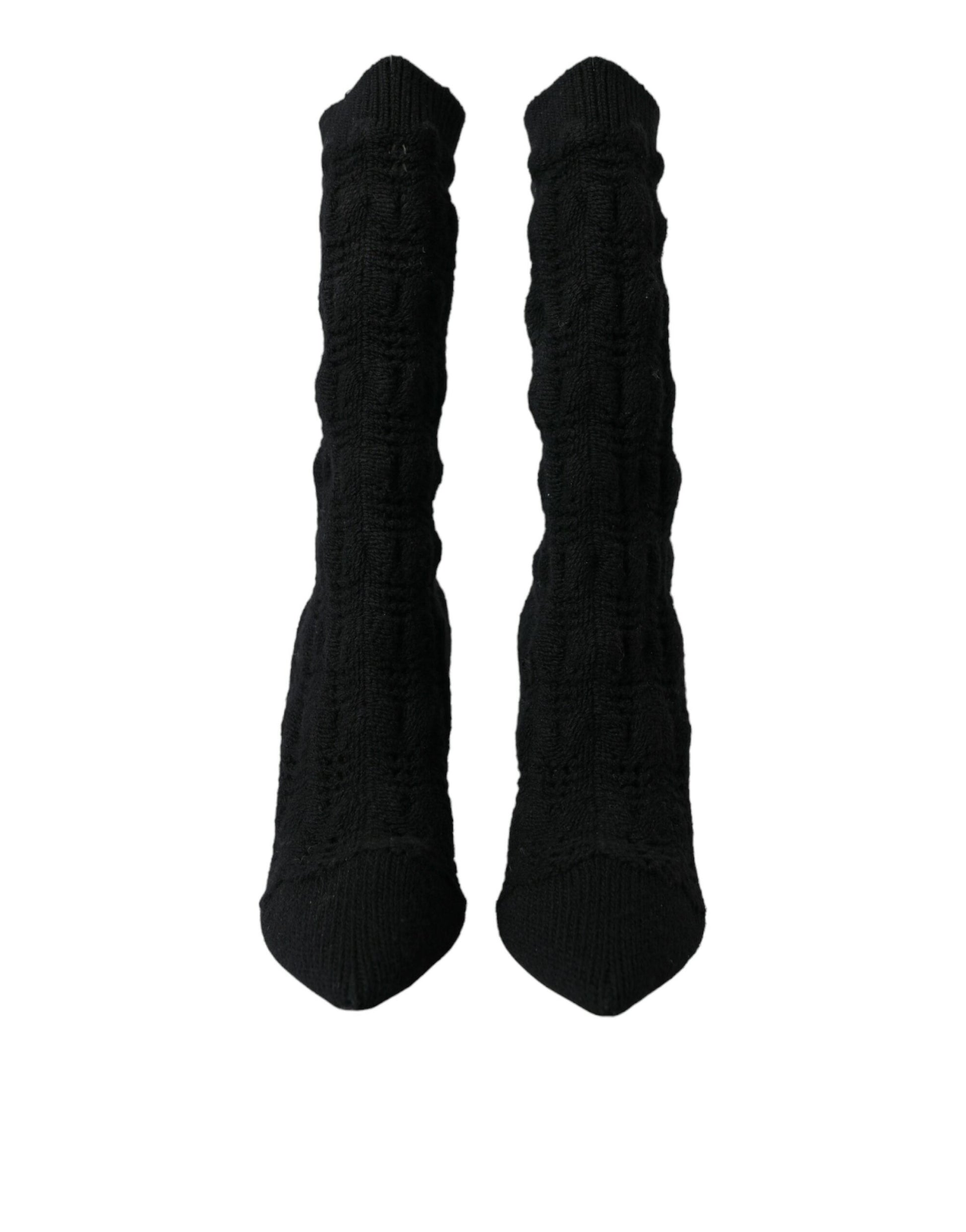 Black Stiletto Heels Mid Calf Boots Shoes