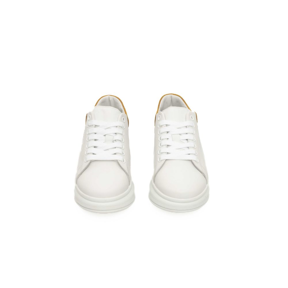 White Cowhide Women Platform Sneaker