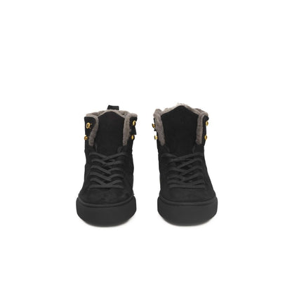Black Cowhide Women High Sneaker