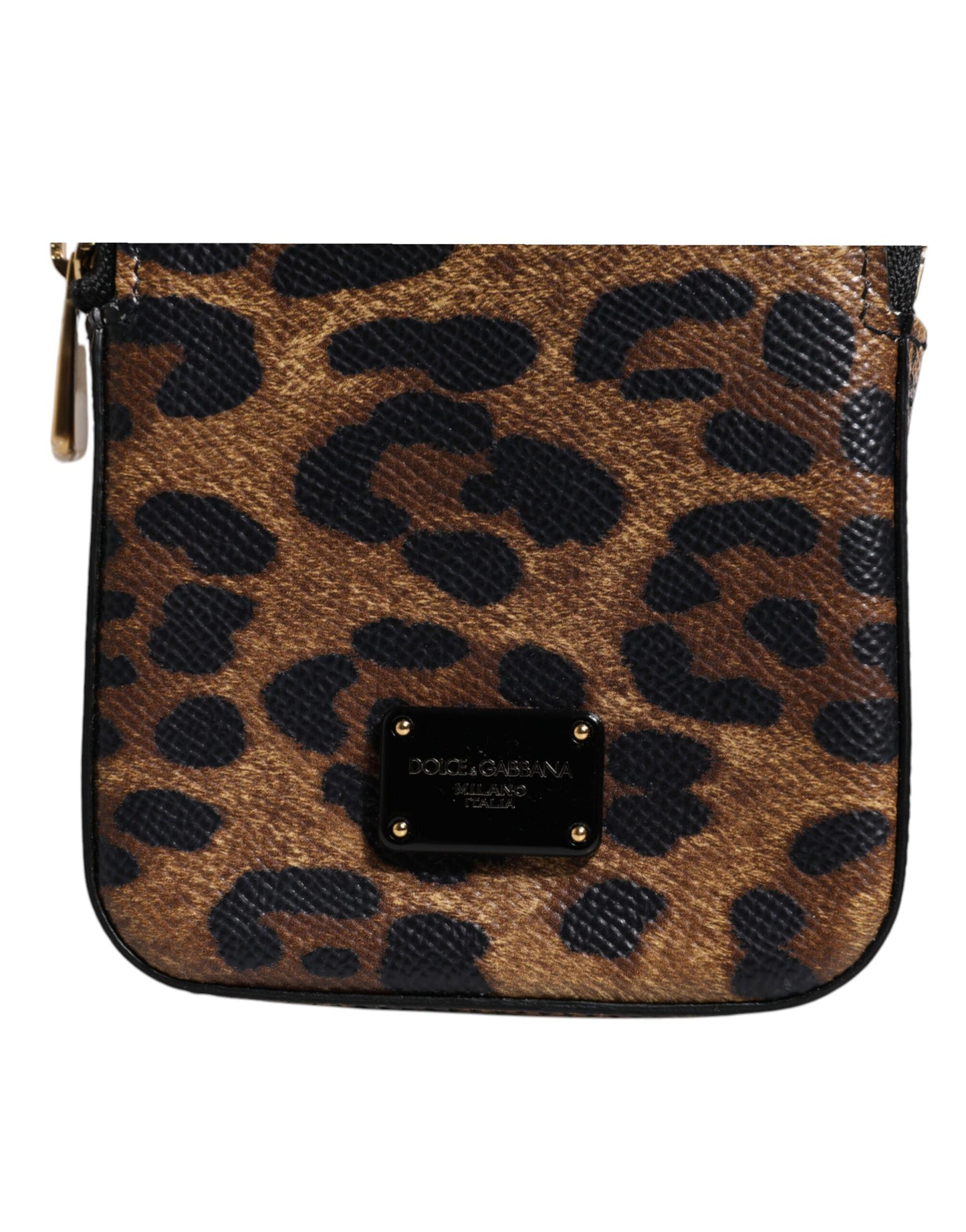 Brown Leopard Print Dauphine Leather Zip Around Wallet