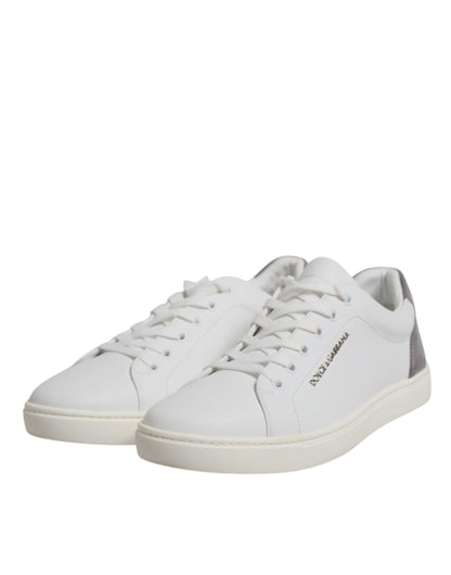 White Suede Leather Low Top Sneakers Shoes