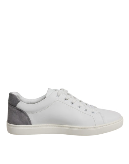 White Suede Leather Low Top Sneakers Shoes