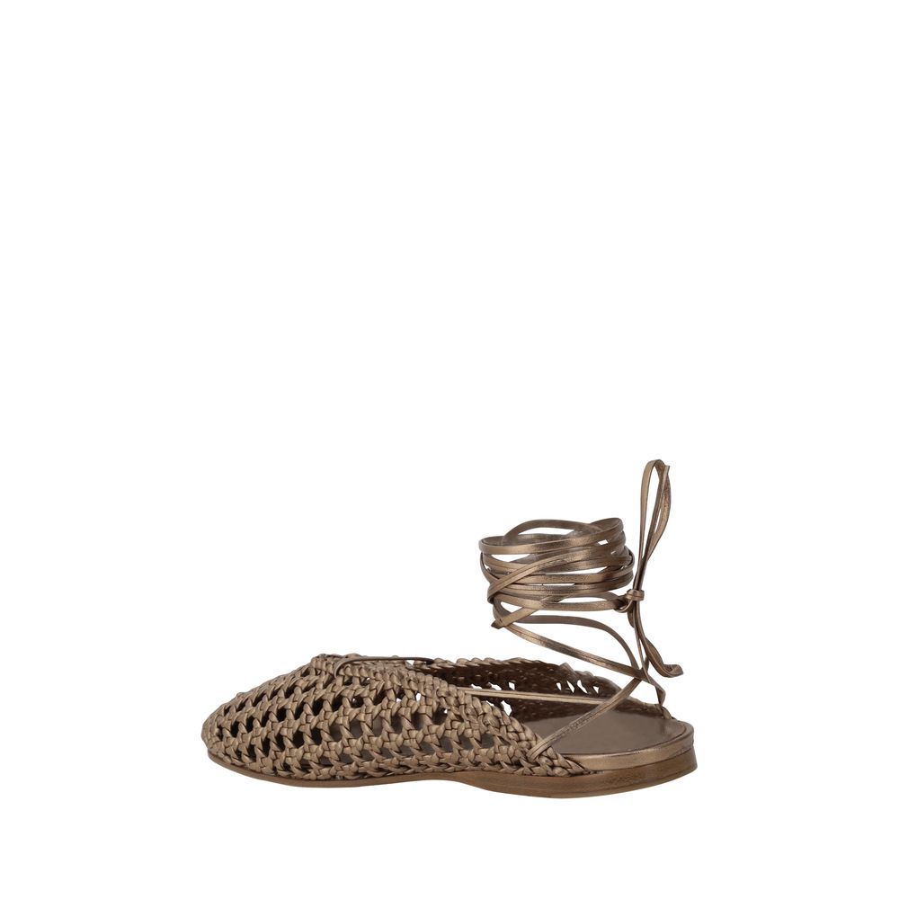 Leather net-effect Mules
