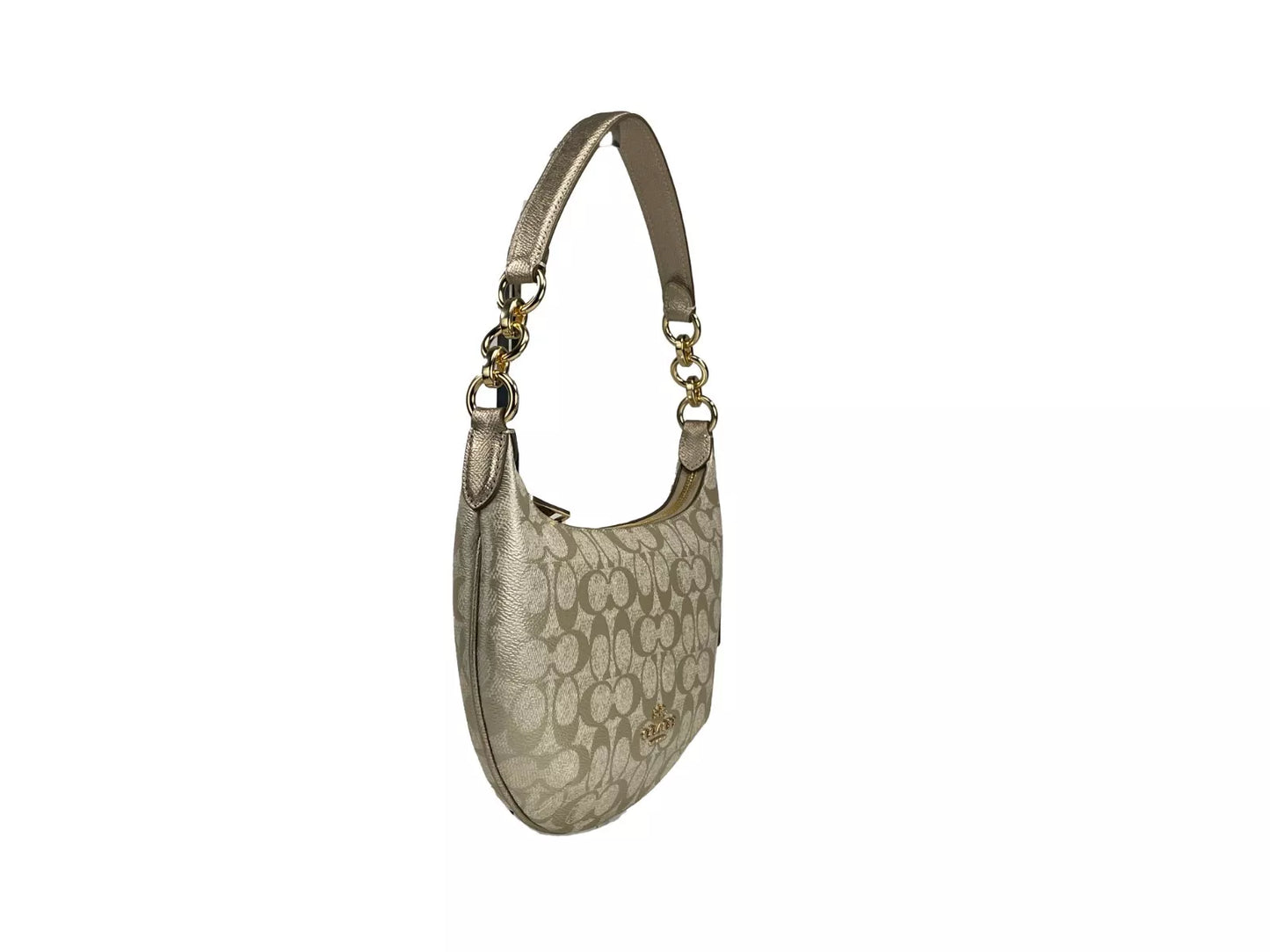 Payton Signature PVC Leather Shoulder Bag Champagne Gold