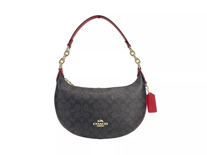 Payton Signature PVC Leather Shoulder Bag Brown Red