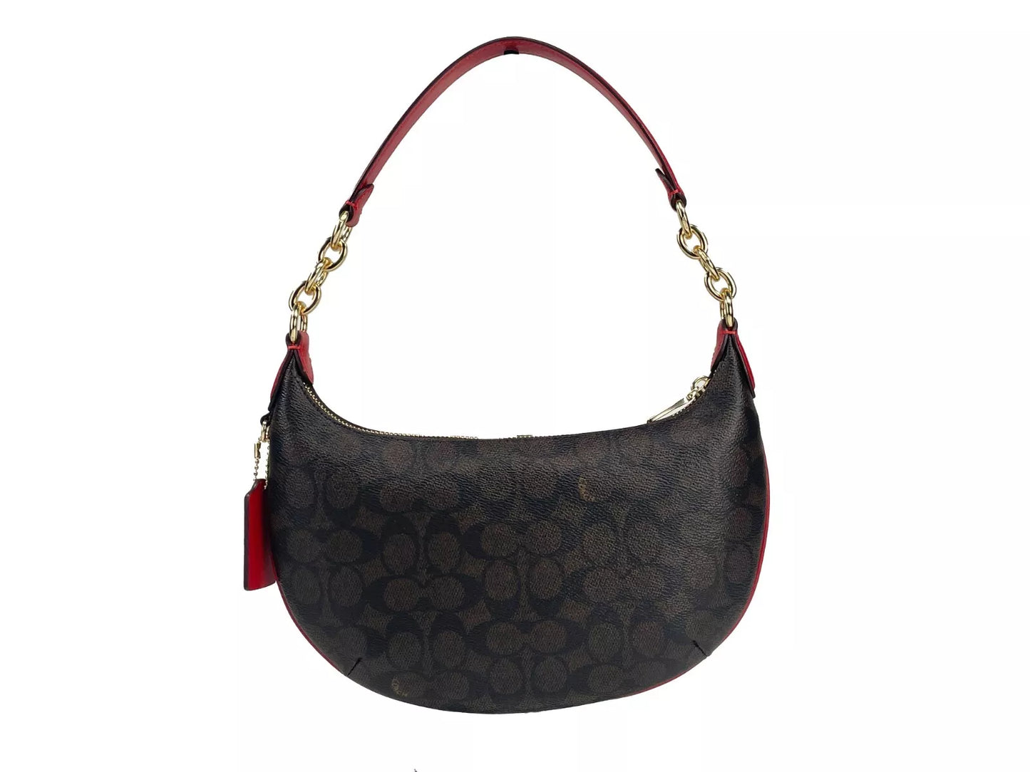 Payton Signature PVC Leather Shoulder Bag Brown Red