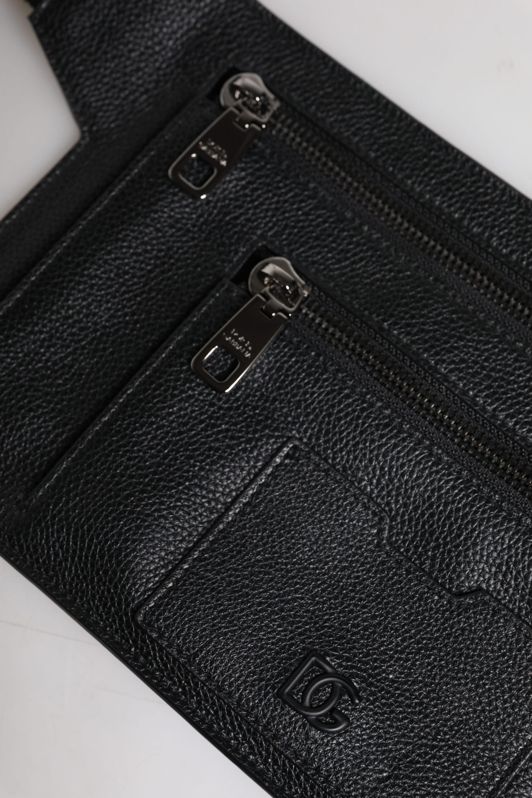 Black Calfskin Leather Messenger Crossbody Bag