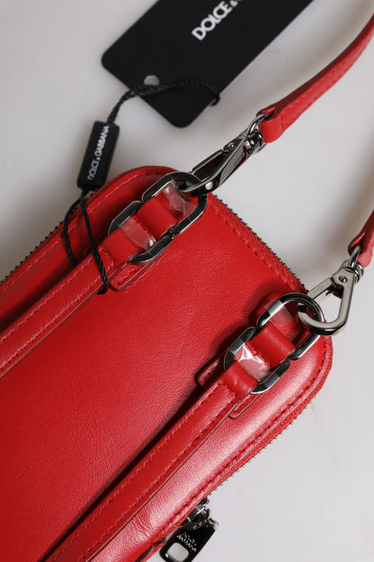 Red Leather Purse Phone Sling Crossbody Neck Strap Bag