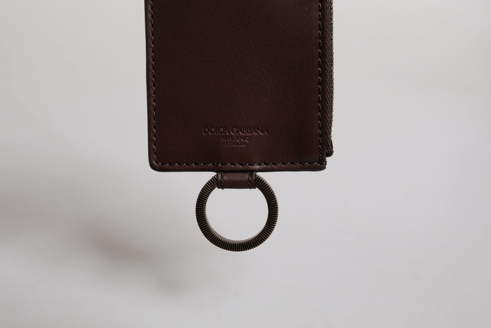 Brown Calf Leather Lanyard Logo Card Holder Wallet