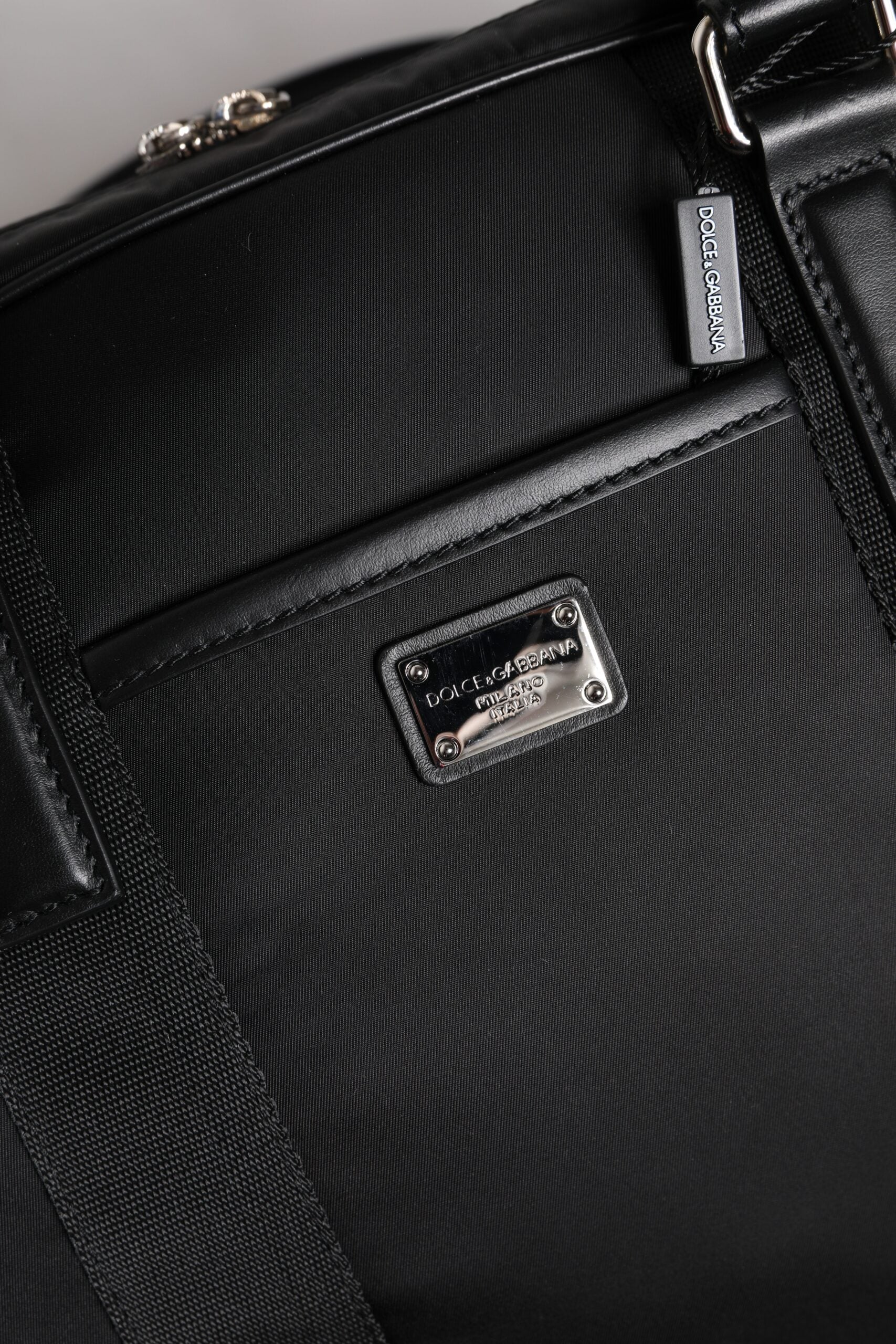 Black Leather Document Briefcase Top Handle Bag