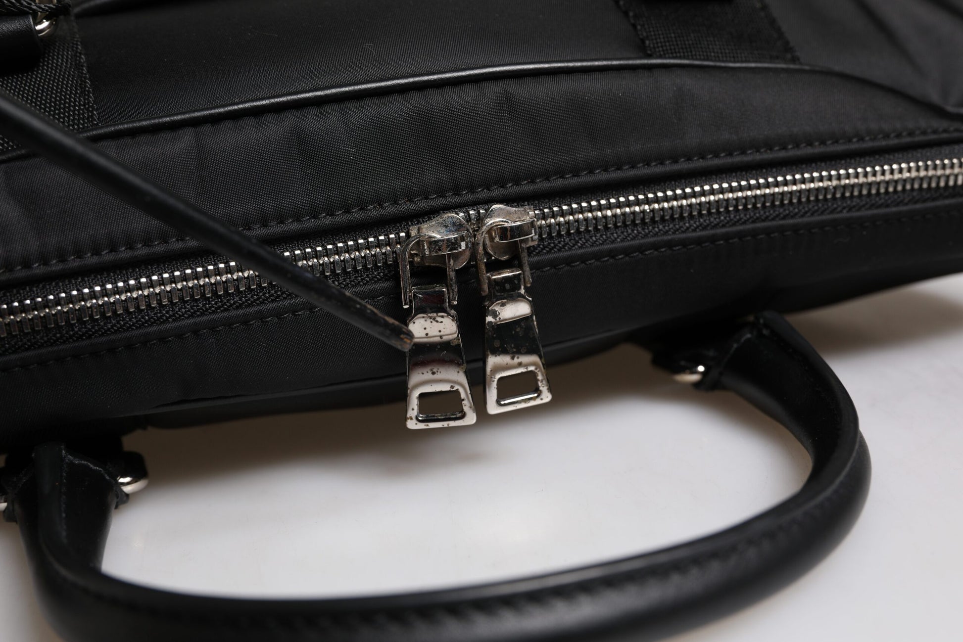Black Leather Document Briefcase Top Handle Bag