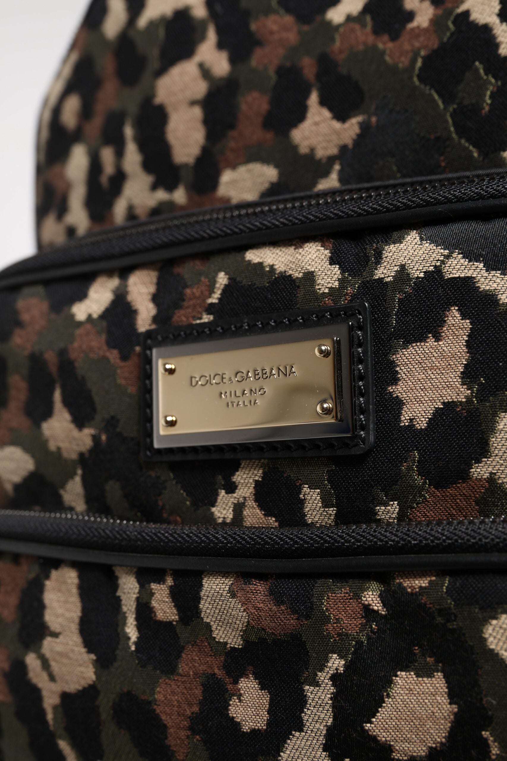 Multicolor Leopard Print DG Logo Plaque Men Backpack Bag