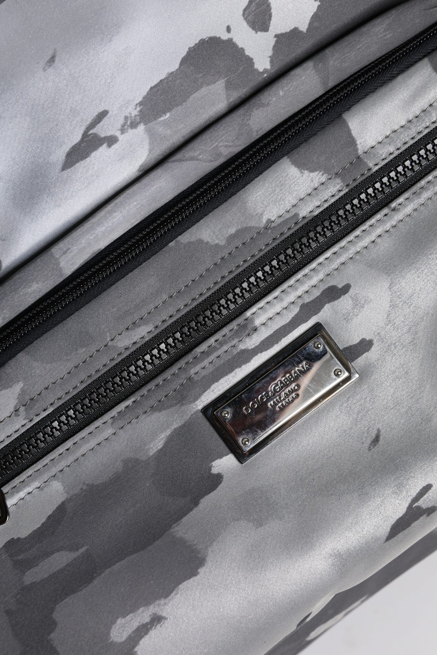Gray Camo Cotton Multiple Compartments Tote Bag