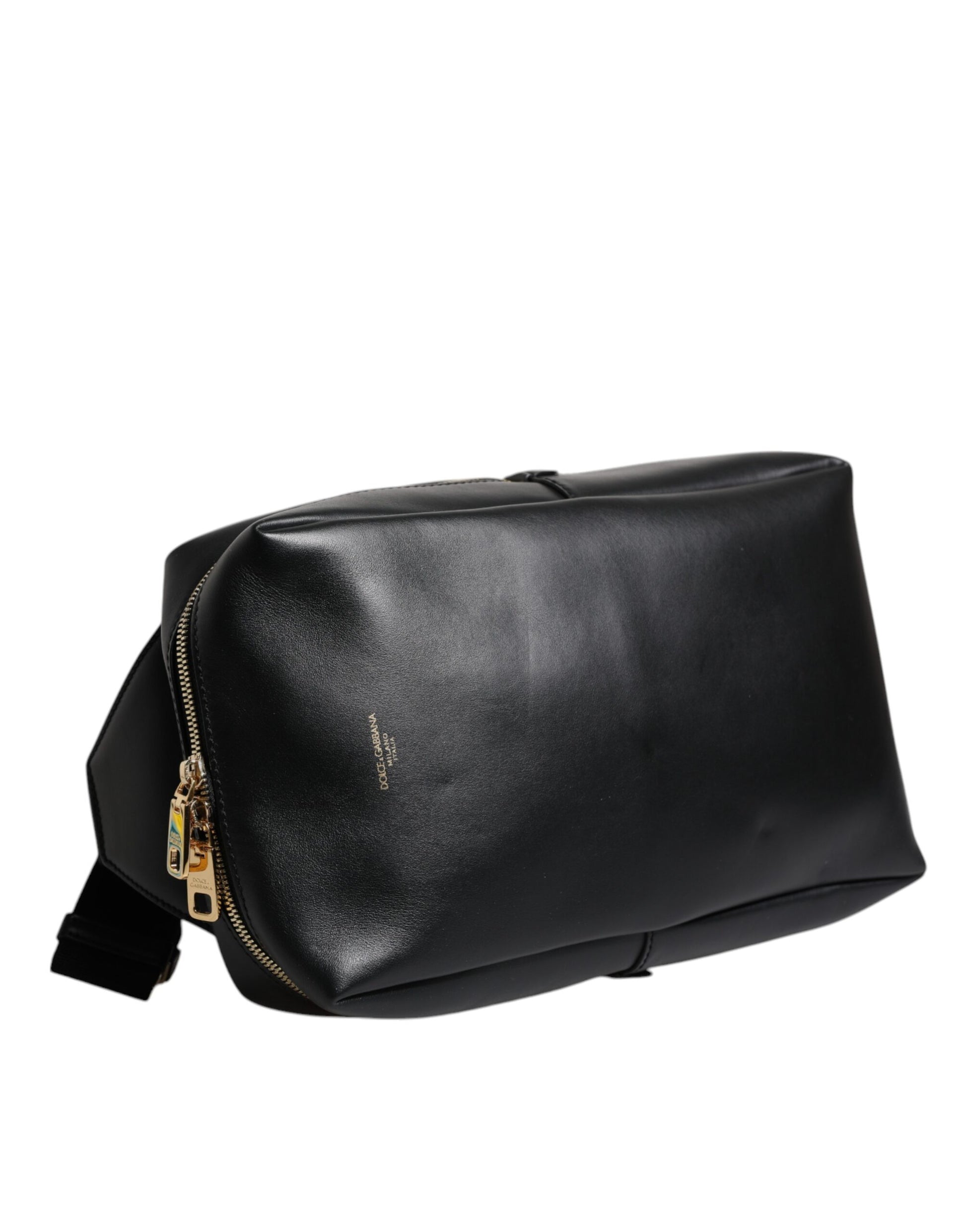 Black Logo Leather Belt Waist Shoulder Men Crossbody Bag