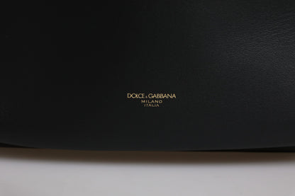 Black DG Leather Logo Print Travel Back Pack Bag