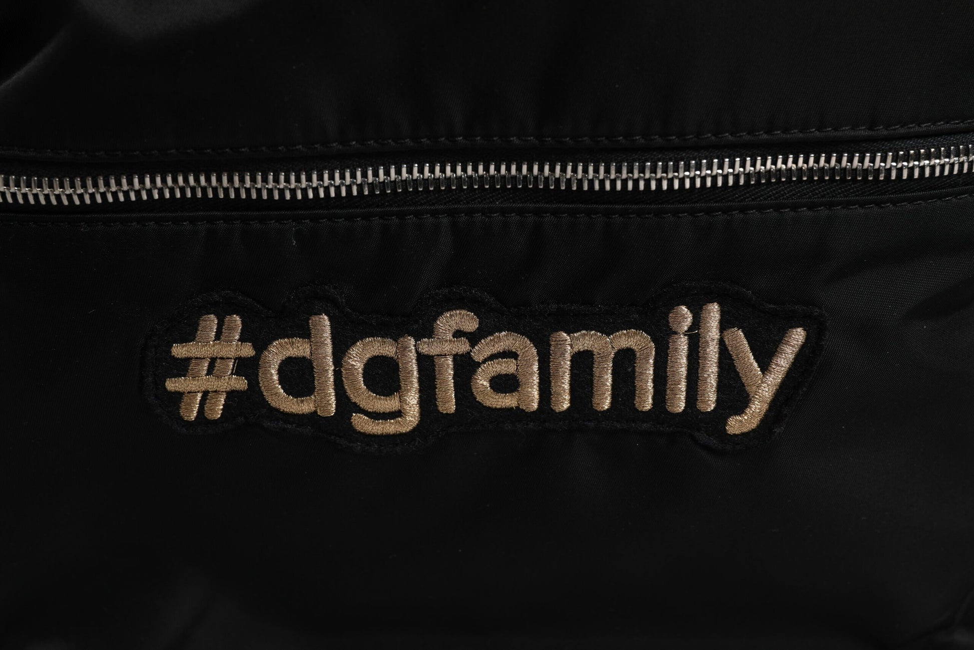 Black Nylon #DGFAMILY Embellished Backpack VULCANO Bag