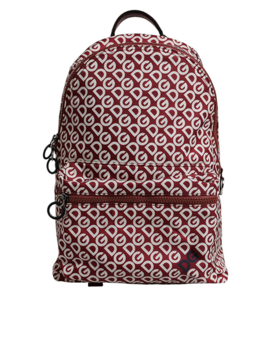 Red White DG Logo Print Nylon Travel Backpack Bag