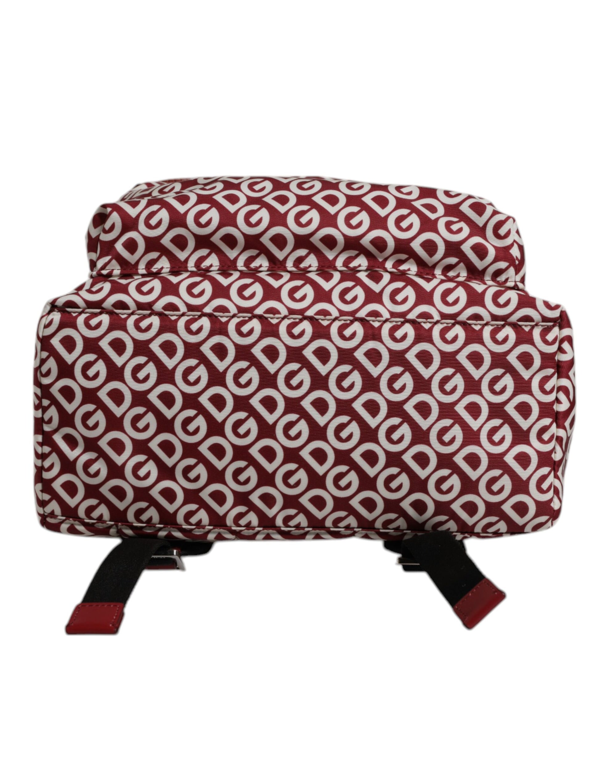 Red White DG Logo Print Nylon Travel Backpack Bag