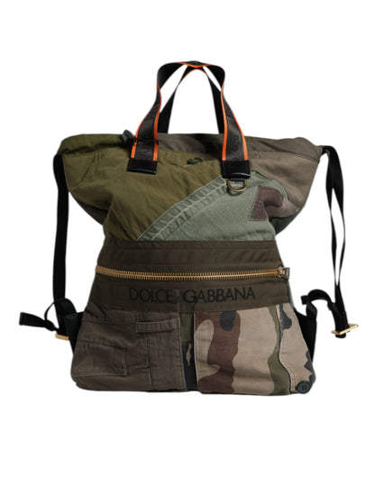 Military Green Patchwork Rucksack Backpack Bag