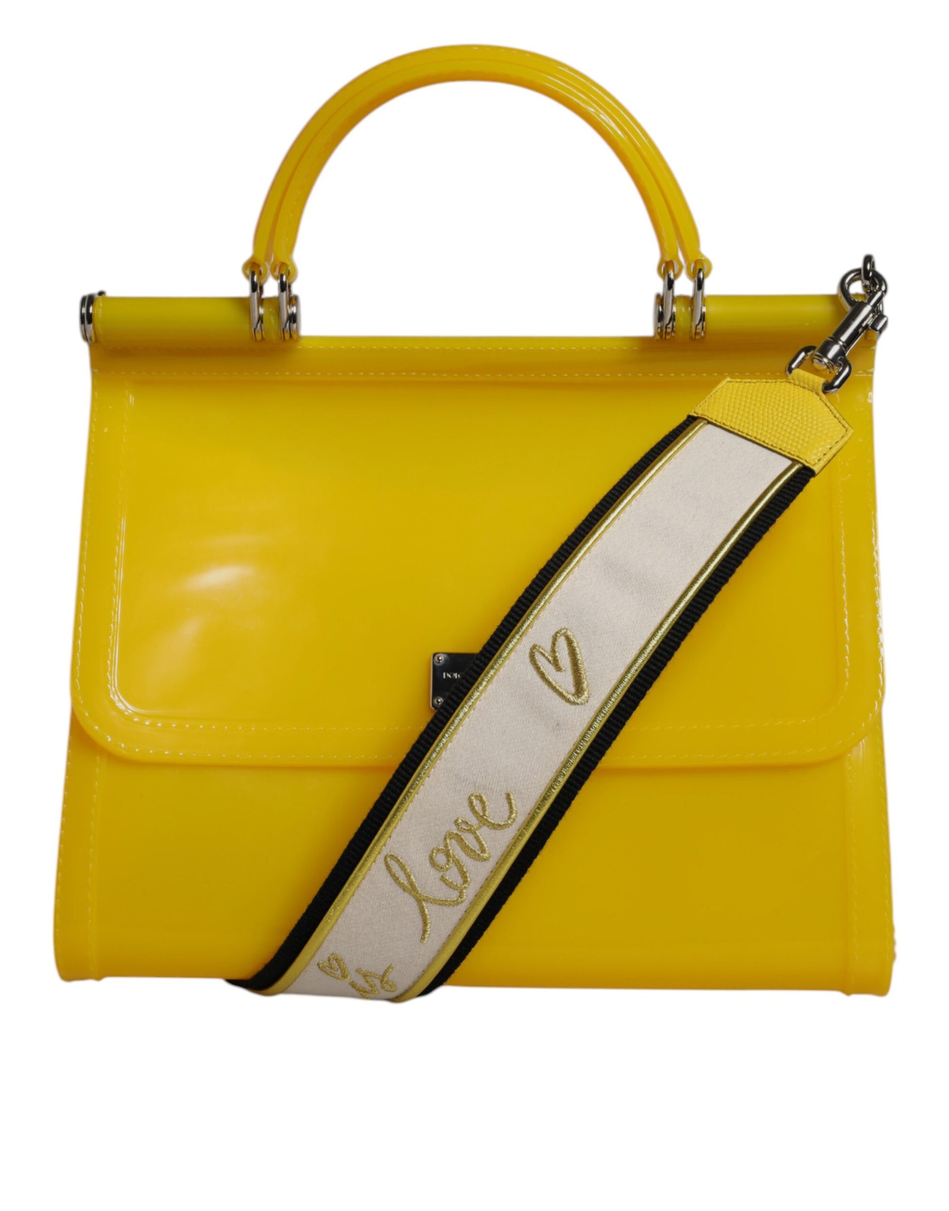 Yellow PVC Cotton Satchel Shoulder Strap Bag