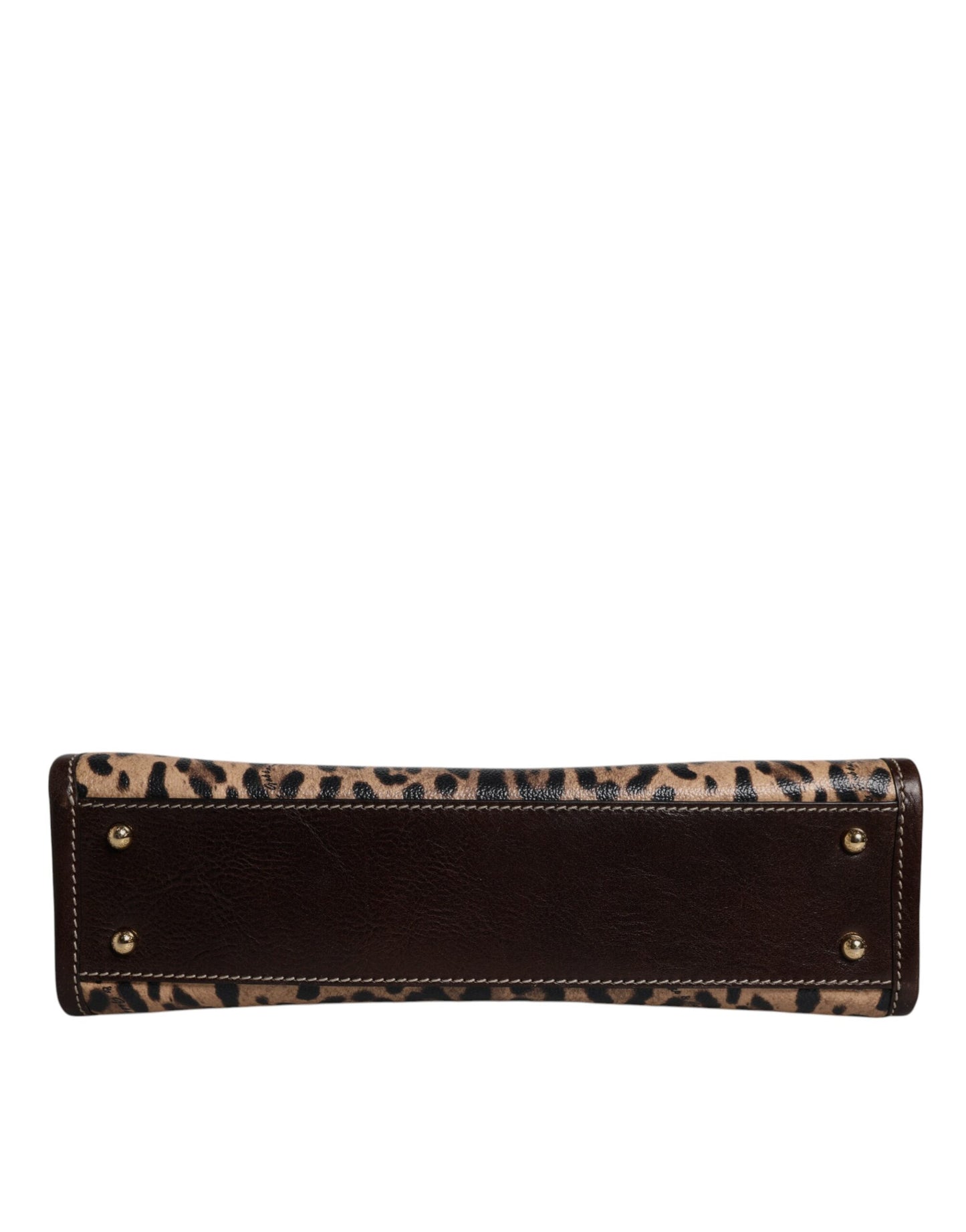 Brown Leopard Leather Shoulder Strap Tote Bag