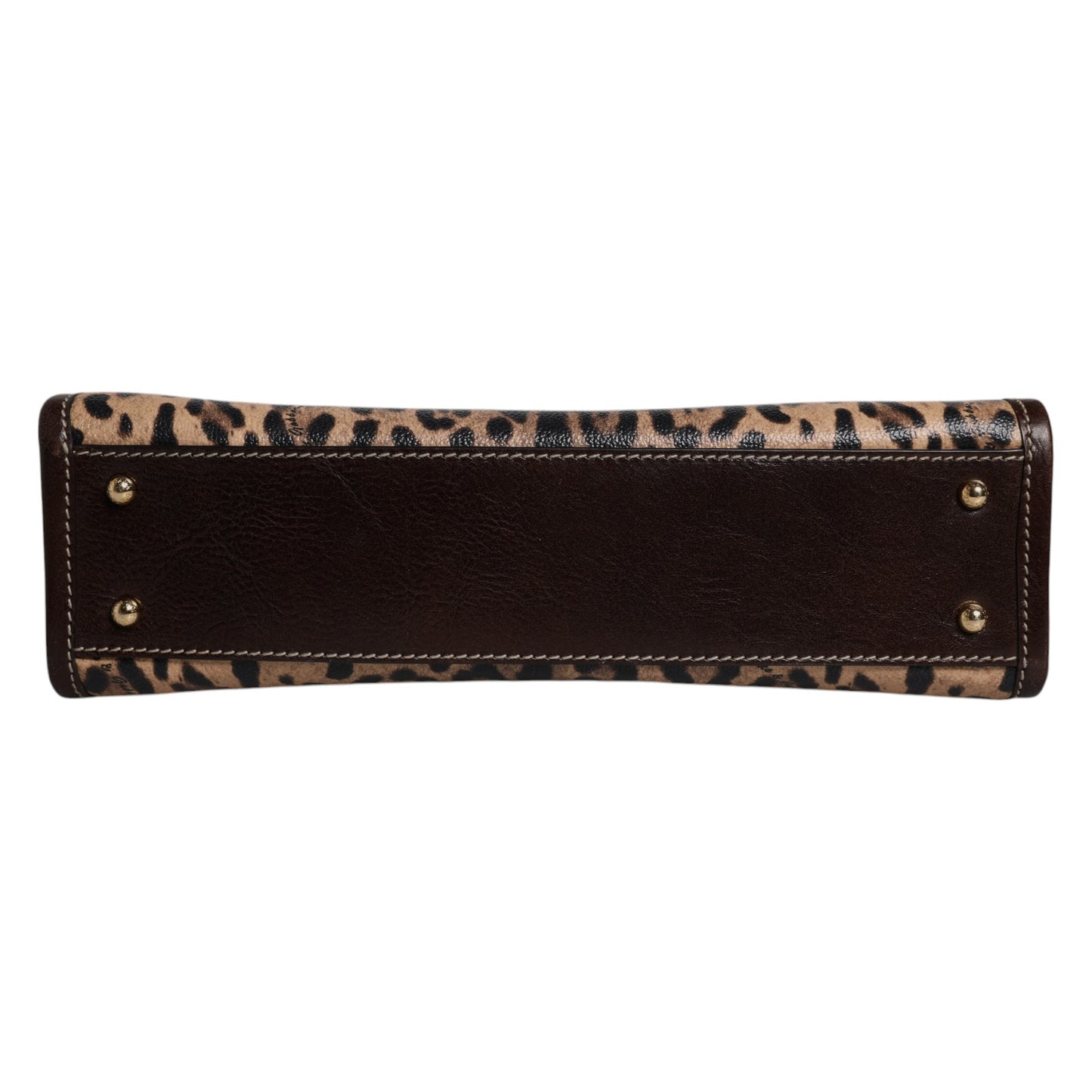 Brown Leopard Leather Shoulder Strap Tote Bag