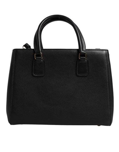 Black Calf Leather Logo Plaque Shoulder Handbag Bag