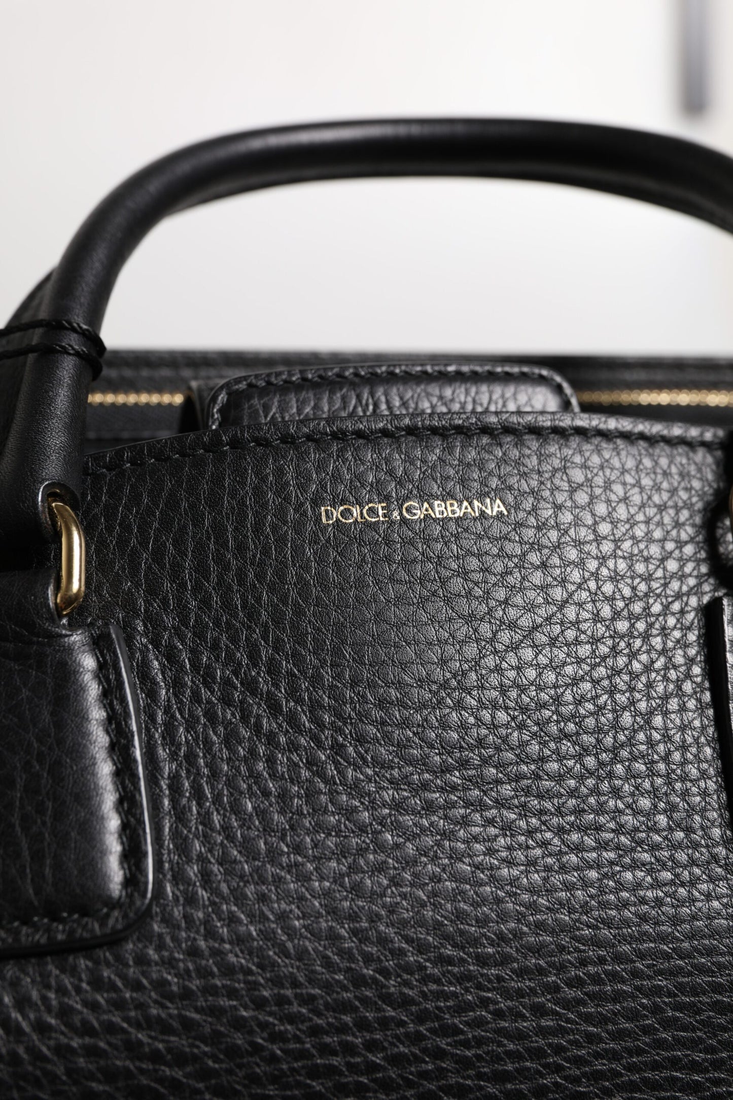 Black Calf Leather Logo Plaque Shoulder Handbag Bag