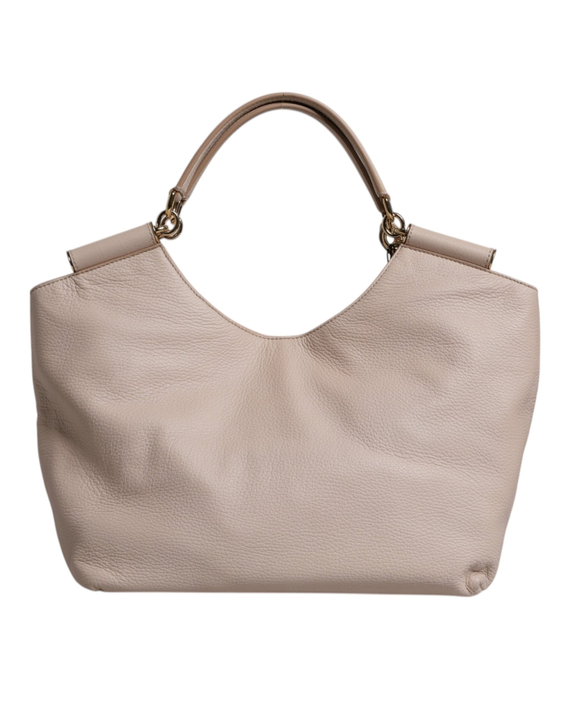 Light Pink Deer Leather Logo Plaque Tote Top Handle Bag