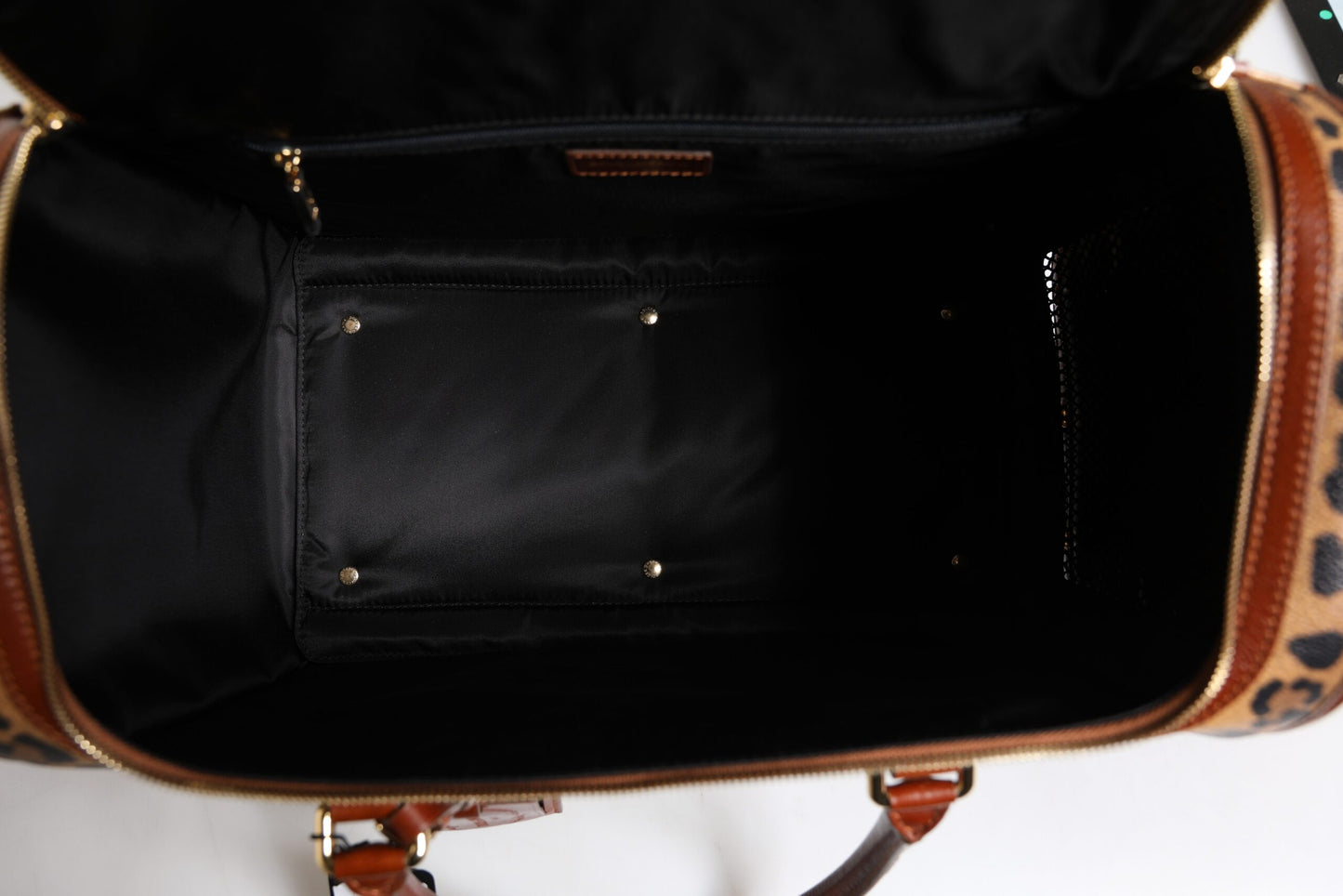 Brown Leopard Print Logo Plaque Top Handle Handbag Bag