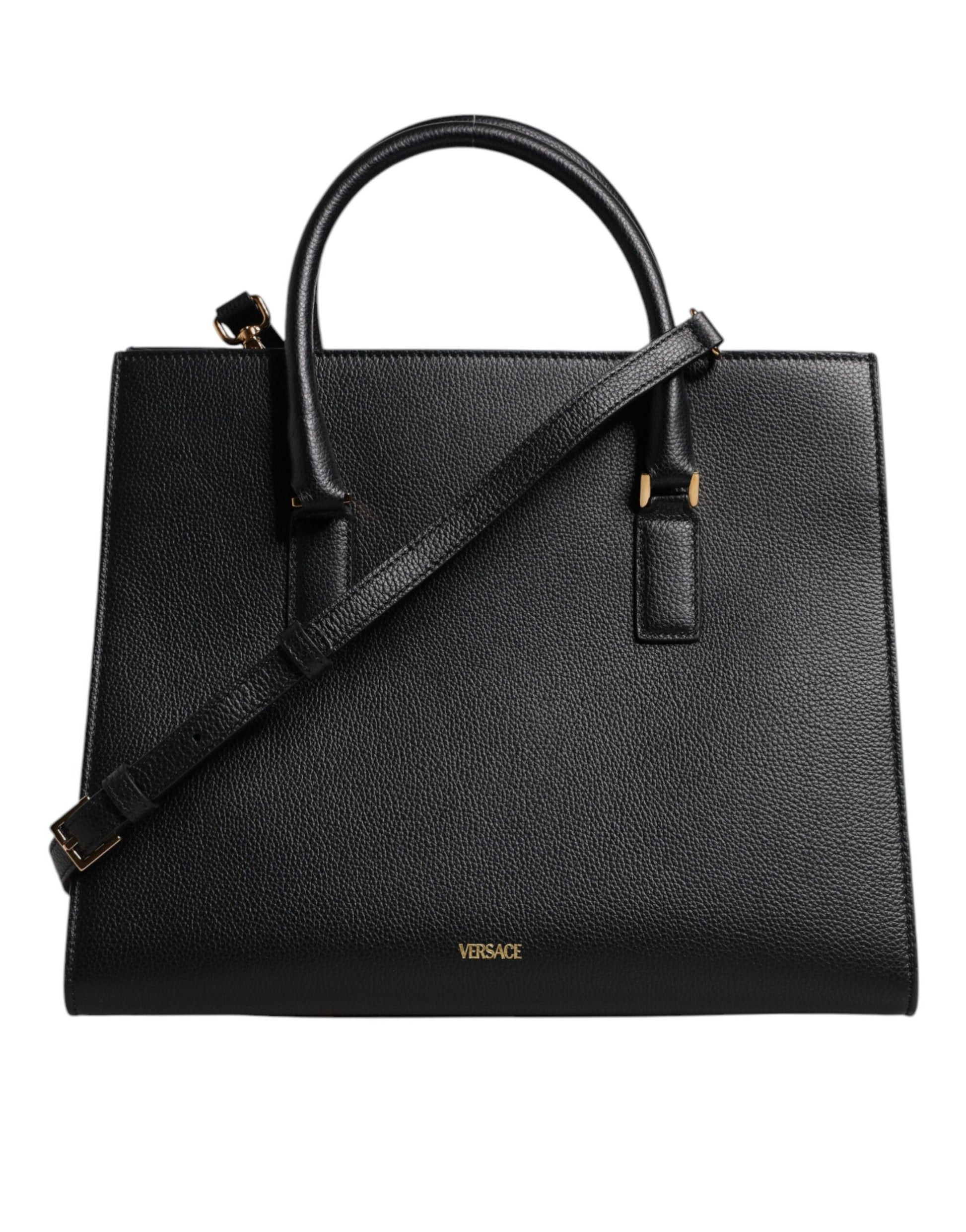 Black Large Leather Top Handle Shoulder Crossbody Bag