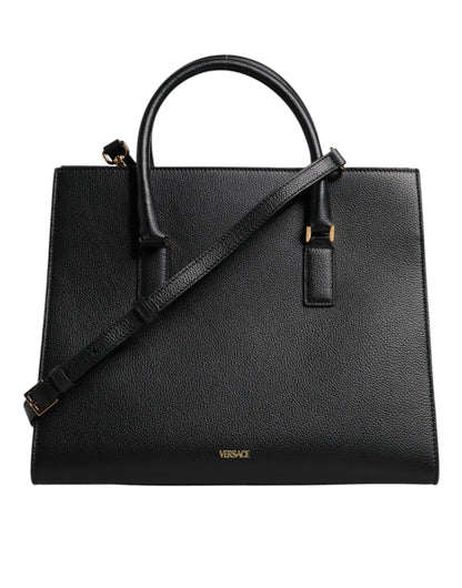 Black Large Leather Top Handle Shoulder Crossbody Bag